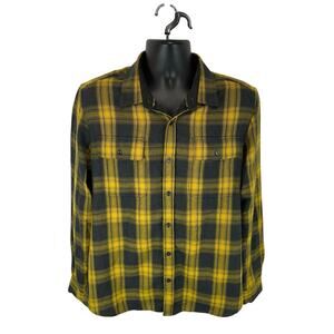 7 Diamonds Longsleeve Casual Flannel Button Up Shirt Grey Yellow Plaid Medium